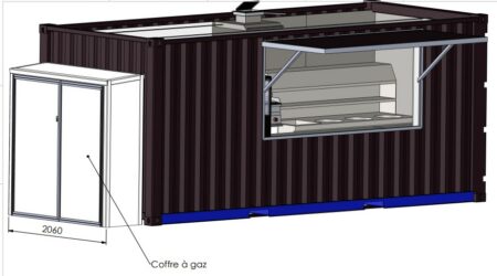 Intérieur container friterie inox