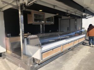 Vitrine double niveau inox ouverte